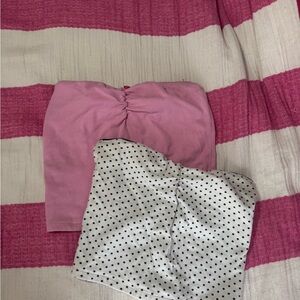 Tilly's Pink and White Polka Dot Crop Tops